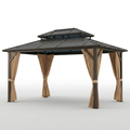 Hardtop Gazebo Built for Year-Round Use, 12x10 Aluminum Frame, Polycarbonate Double Roof, Mosquito Netting