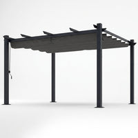 16 Ft. W X 12 Ft. D Aluminum Pergola Outdoor with Dark Gray Retractable Canopy — Studio Shot