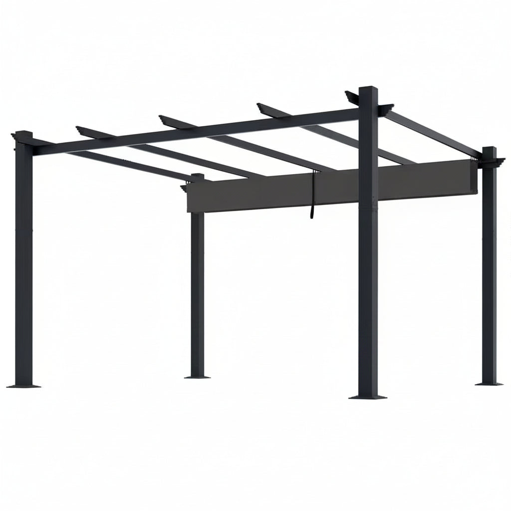 Aluminum Pergola Built for Year-Round Outdoor Living, 16x12 Ft Coverage, Dark Gray Retractable Canopy, 192 Sq Ft