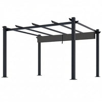 Aluminum Pergola Built for Year-Round Outdoor Living, 16x12 Ft Coverage, Dark Gray Retractable Canopy, 192 Sq Ft