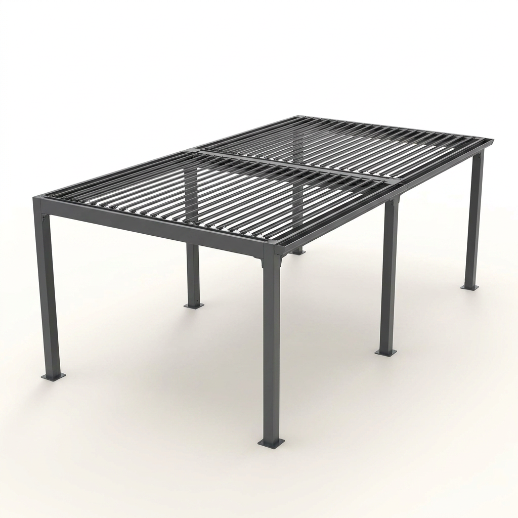 Metal Louvered Pergola Designed for Year-Round Outdoor Living, Adjustable Louvers, Gutter System, 12x20 Feet — Studio Shot