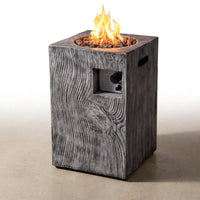 Outdoor Propane Fire Pit, 30000 BTU Column Propane Fire Pit, Wood-Look Surface — Studio Shot