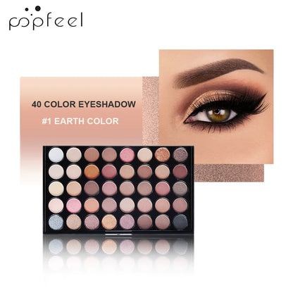 POPFEEL 40 Colors Eyeshadow Palette Long Lasting Easy Makeup Brown Eyeshadow Palette, Pink Eyeshadow Palette