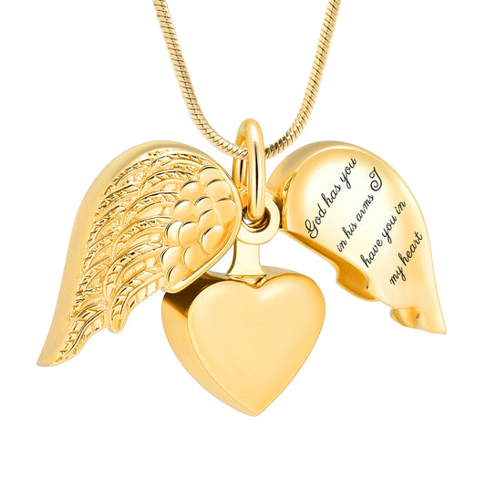 Cremation Jewelry for Ashes Angel Wing Heart Keepsake Urn Necklace Pendant for Women Men Memorial Locket Ashes Holder