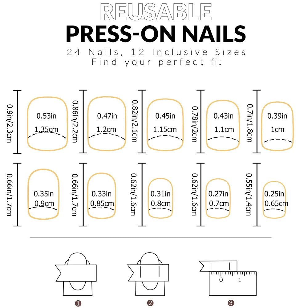 24pcs  press on nails short Square Love Design fake press on nails purple french tip press on nails cute glitter press on nails