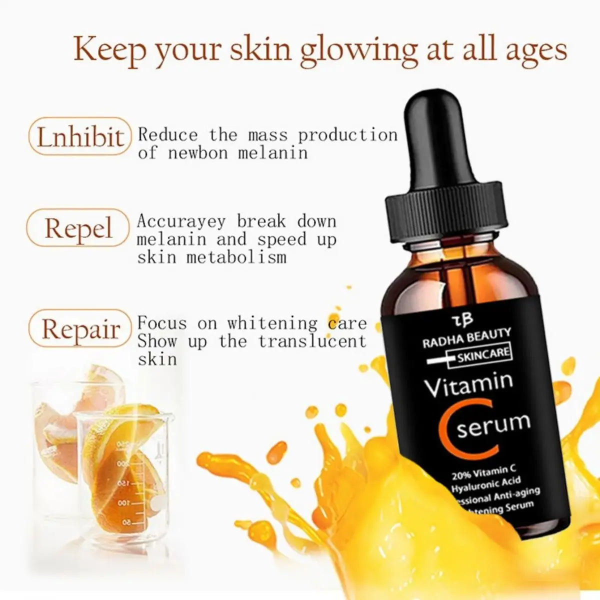 Vitamin C serum Face Serum Long Lasting Moisturizing Improve Roughness Lighten Spots Hyaluronic Acid Facial  face lift  Essence