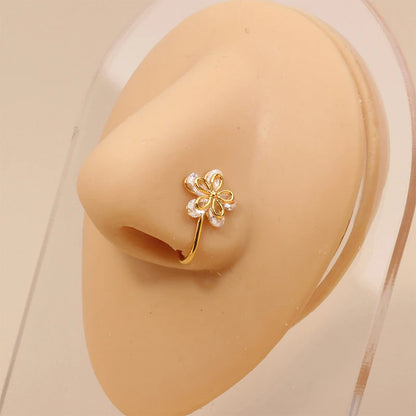 Nose Cuff Non Piercing Gold Color Cystal Zircon Nose Ring For Women Clip On Faux Nose Cuffs Crown