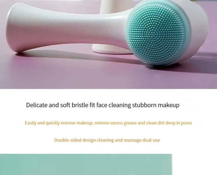 Wholesale 3D Bilateral Silicone Facial Cleanser Manual Massage Facial Brush Soft Bristles Silicone Double Sided Face Brush tools