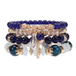 Bohemian Stackable Bead Bracelets for Women Multilayered Bracelet Pendant Charm Stretch Bangles