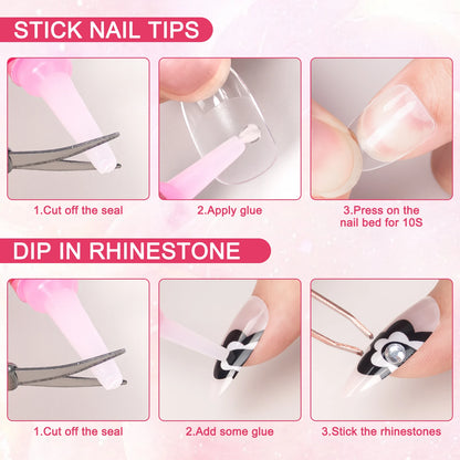 14PCS Nail Glue for Press on Nails for Nail Tips Acrylic Nail Glue Long Lasting Super Strong Nail Glue for Nails Salon