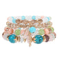 Bohemian Stackable Bead Bracelets for Women Multilayered Bracelet Pendant Charm Stretch Bangles