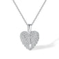 Moving Wings Love Heart Shape Full Bling Zircon Diamonds Pendant Necklaces for Women Girl Birthday Gifts Chain Fashion Jewerly