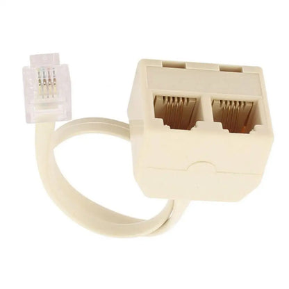 BLEL Hot RJ11 6P4C 2 Way Outlet Telephone Jack Line Splitter Adapter Beige