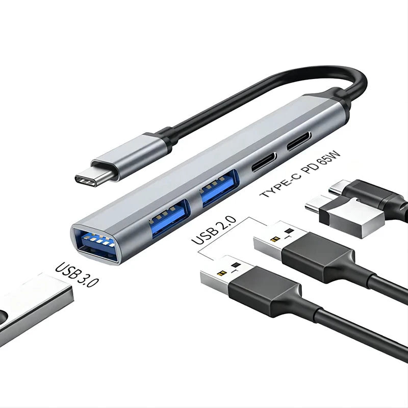 5-IN-2 USB C HUB Type C to USB 3.0 HUB PD 65W Multi USB Splitter Adapter OTG For Lenovo Macbook Pro Computer Accessories