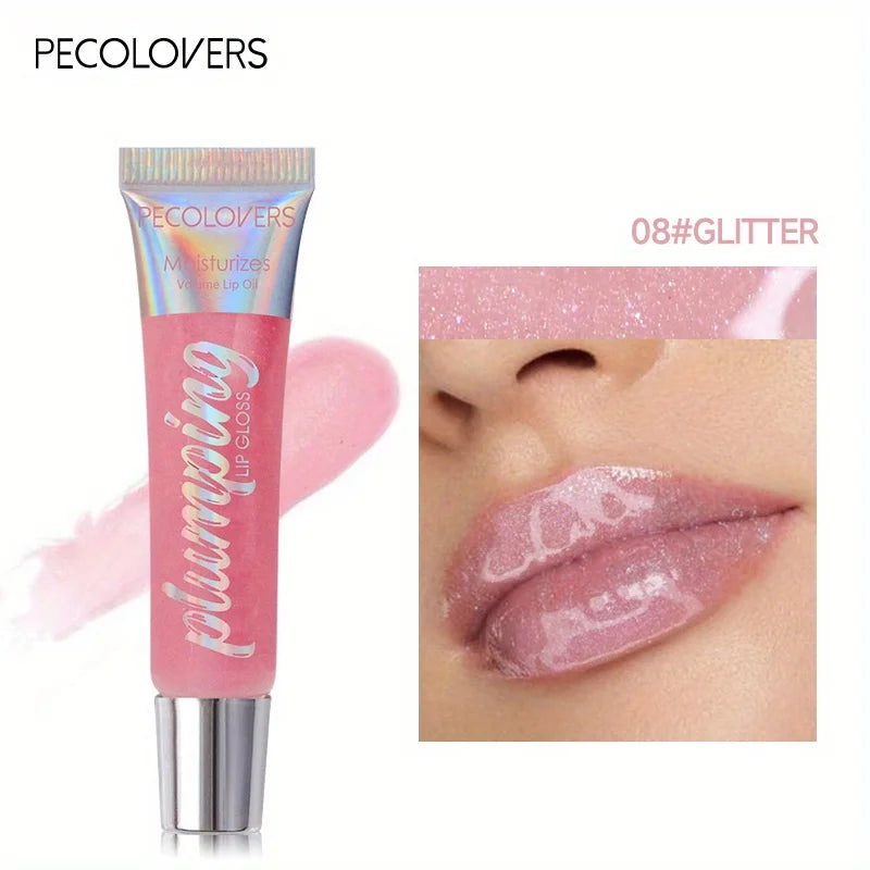 Shimmer Lip Oil Tinted For Fuller Lip Effect, Collagen Lip Gloss, Moisturizing Lip Care Extreme Volume Lip Essence Lips Enhancer