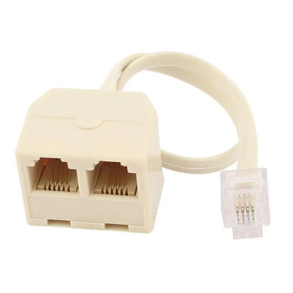 BLEL Hot RJ11 6P4C 2 Way Outlet Telephone Jack Line Splitter Adapter Beige