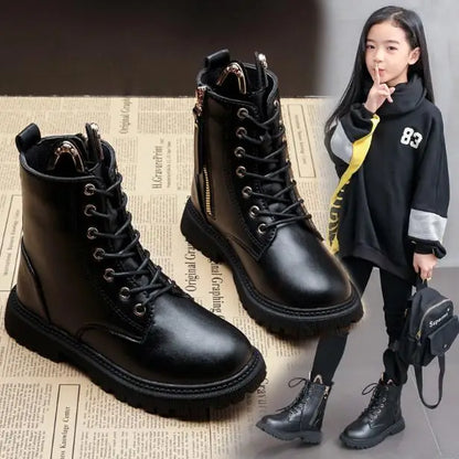 New Autumn Children Leather Boots Boys Shoes Kids Fashion Boots Baby Ankle Snow Boots Sports Sneakers Winter Shoe for Girl Kids