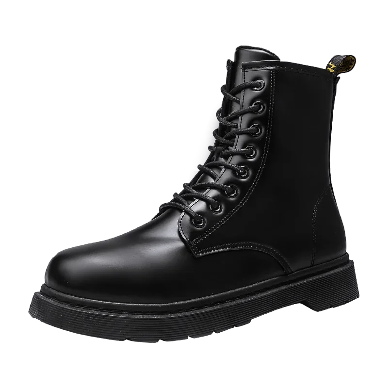 Men Platform Boots Black Non-slip Motorcycle Boots Lace Up Boots 2024 New Men's Boots Fashionable Walking Work Boots