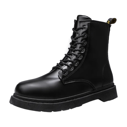 Men Platform Boots Black Non-slip Motorcycle Boots Lace Up Boots 2024 New Men's Boots Fashionable Walking Work Boots