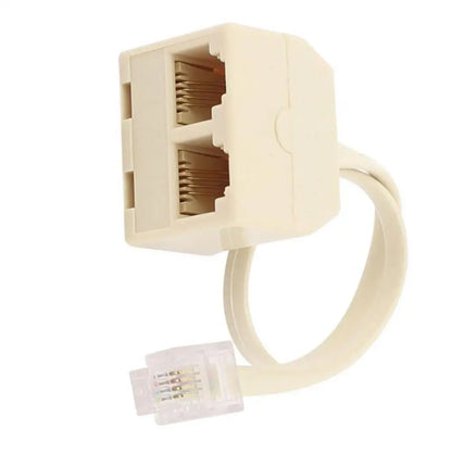 BLEL Hot RJ11 6P4C 2 Way Outlet Telephone Jack Line Splitter Adapter Beige