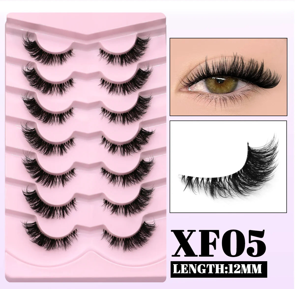 GROINNEYA Cat Eye Lashes Natural long Clear Band Lashes Winged End Eye Elongated Eyelashes Faux Mink Eyelashes Makeup