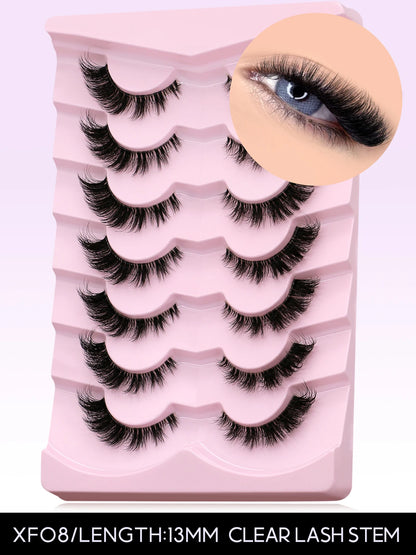 GROINNEYA Cat Eye Lashes Natural long Clear Band Lashes Winged End Eye Elongated Eyelashes Faux Mink Eyelashes Makeup