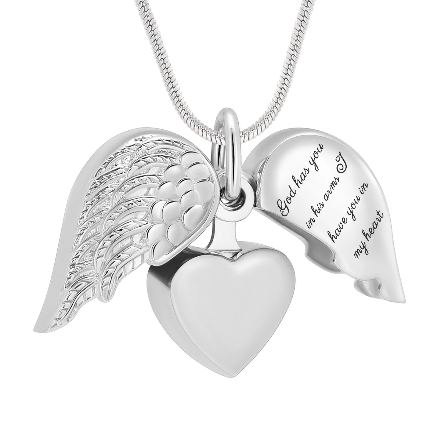 Cremation Jewelry for Ashes Angel Wing Heart Keepsake Urn Necklace Pendant for Women Men Memorial Locket Ashes Holder