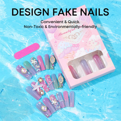 24Pcs Wearable Square Head Ballerina French Pink False Nails With Glue Full Cover Fake Nails Press On Nail Long Acrylic Manicure