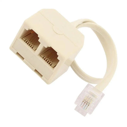 BLEL Hot RJ11 6P4C 2 Way Outlet Telephone Jack Line Splitter Adapter Beige