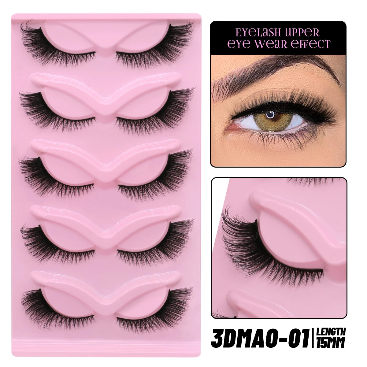 GROINNEYA Cat Eye Lashes Natural long Clear Band Lashes Winged End Eye Elongated Eyelashes Faux Mink Eyelashes Makeup