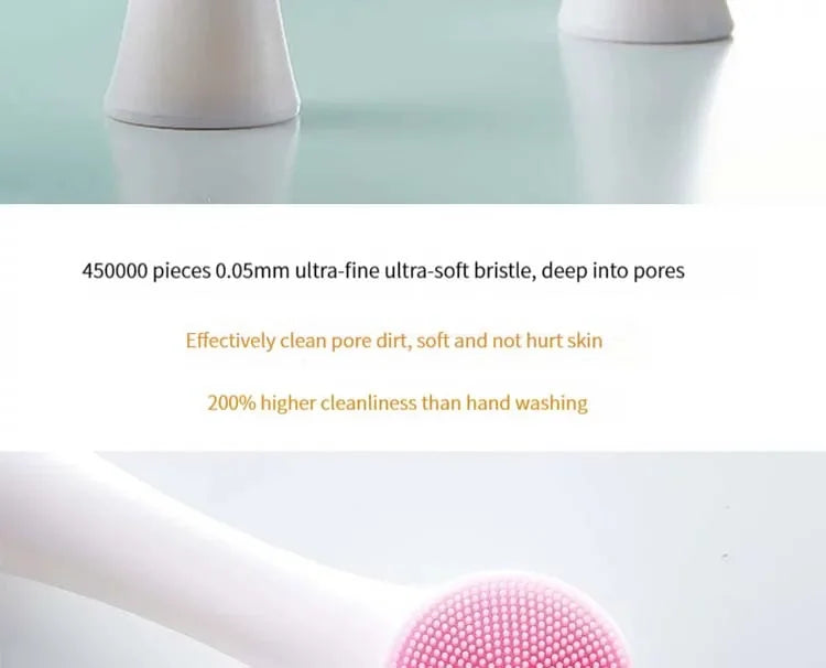 Wholesale 3D Bilateral Silicone Facial Cleanser Manual Massage Facial Brush Soft Bristles Silicone Double Sided Face Brush tools