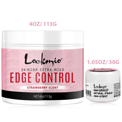 LOCKMIO Edge Control Gel Kit for Women Long Lasting Hold Control Wax Natural Ingredients Finishing Anti Frizz Hair Gel and Brush