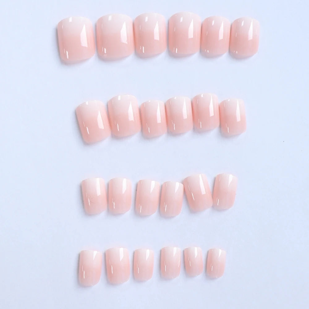 ARTAUG 24PCS Medium Pink Press On Nails Gradation Press On Nails Summer Nails Sweety Press On Nail For Girl