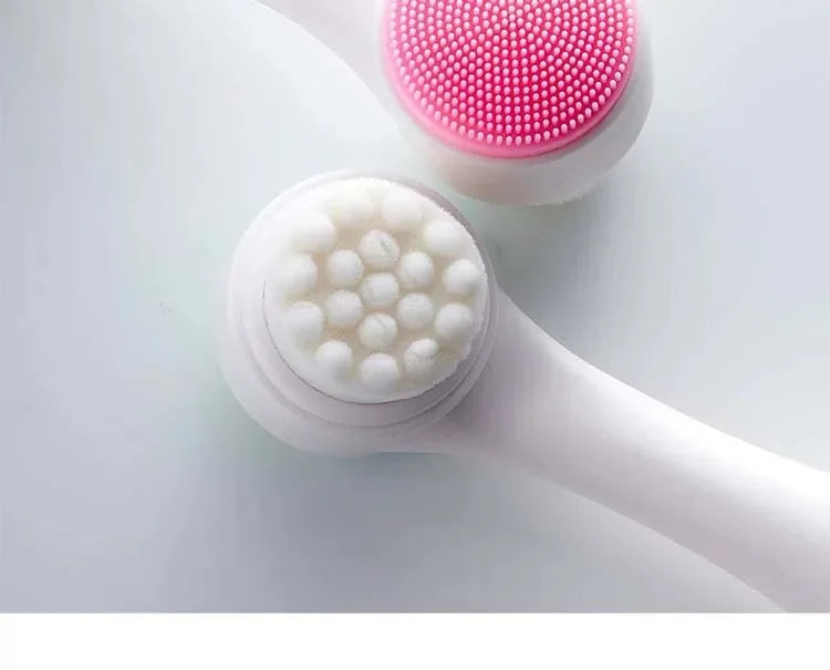 Wholesale 3D Bilateral Silicone Facial Cleanser Manual Massage Facial Brush Soft Bristles Silicone Double Sided Face Brush tools