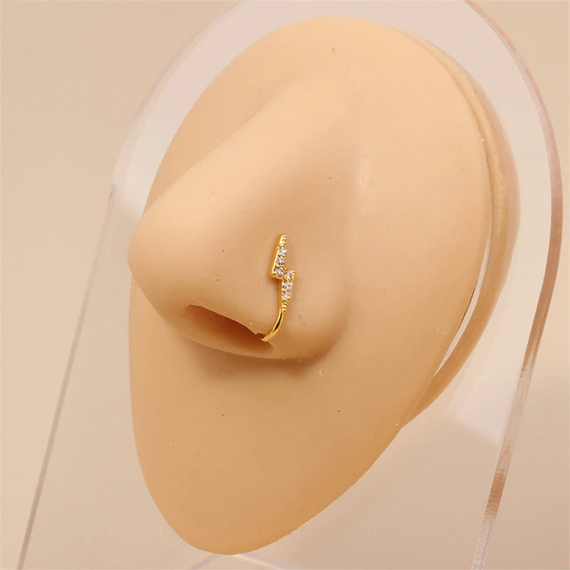 Nose Cuff Non Piercing Gold Color Cystal Zircon Nose Ring For Women Clip On Faux Nose Cuffs Crown