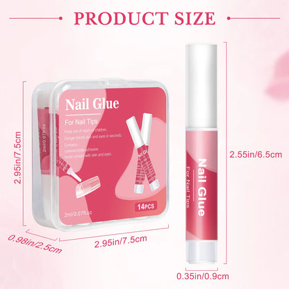 14PCS Nail Glue for Press on Nails for Nail Tips Acrylic Nail Glue Long Lasting Super Strong Nail Glue for Nails Salon