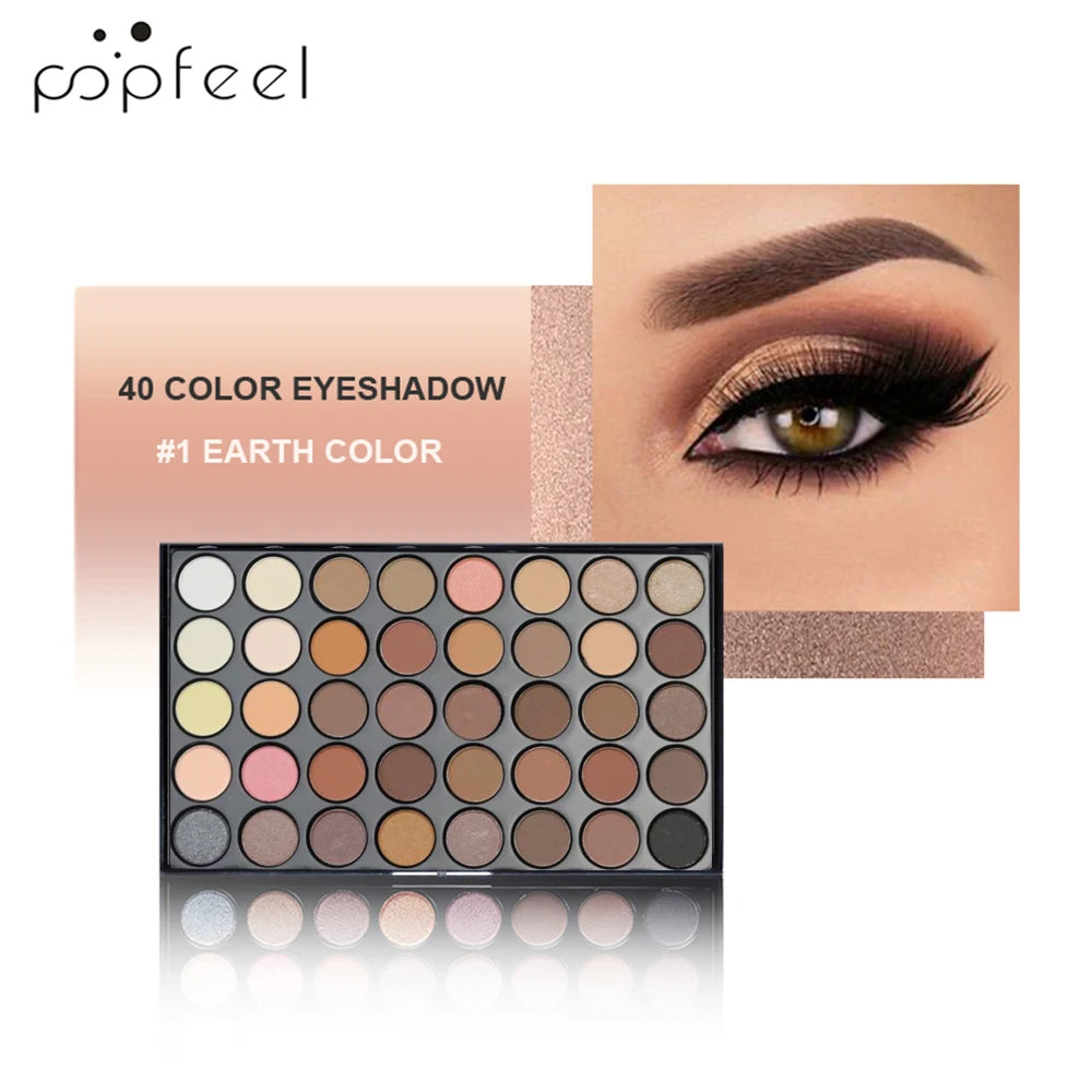 POPFEEL 40 Colors Eyeshadow Palette Long Lasting Easy Makeup Brown Eyeshadow Palette, Pink Eyeshadow Palette