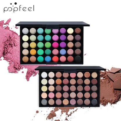 POPFEEL 40 Colors Eyeshadow Palette Long Lasting Easy Makeup Brown Eyeshadow Palette, Pink Eyeshadow Palette