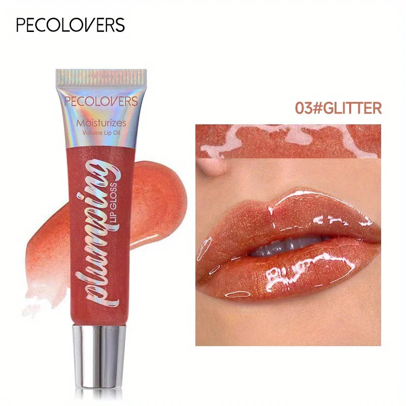 Shimmer Lip Oil Tinted For Fuller Lip Effect, Collagen Lip Gloss, Moisturizing Lip Care Extreme Volume Lip Essence Lips Enhancer