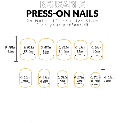 24 PCs Short French Heart Minimalist Nails with 1 Jelly Gel and 1 Nail File 24 PCs Short French Heart Minimalist Nails with 1 Je