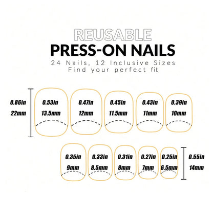 24PCS Press On Nails Short Pink Square Fingertip French Trim Press On Nails Love Design Sweet Nails Glisten Press On Nails