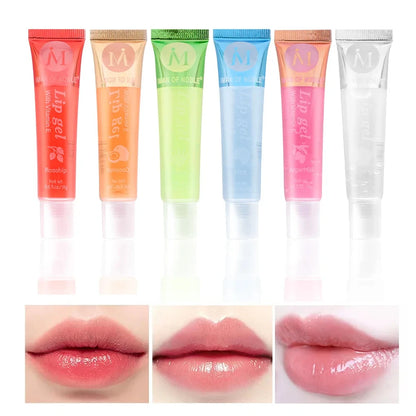 6Pcs/Set, Moisturizing Clear Lip Gloss, VE, Rosehip, Argan, Peppermintaloe, Coconut Flavor, Translucent Plumping Lip Oils Gift S