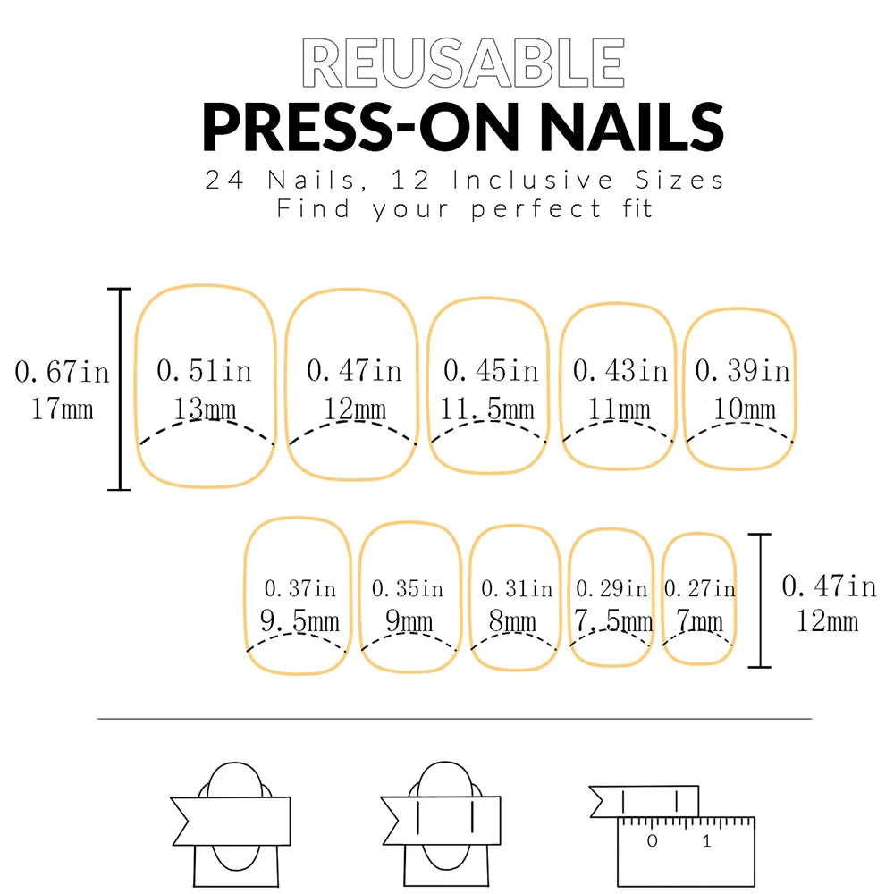 ARTAUG 24PCS Medium Pink Press On Nails Gradation Press On Nails Summer Nails Sweety Press On Nail For Girl