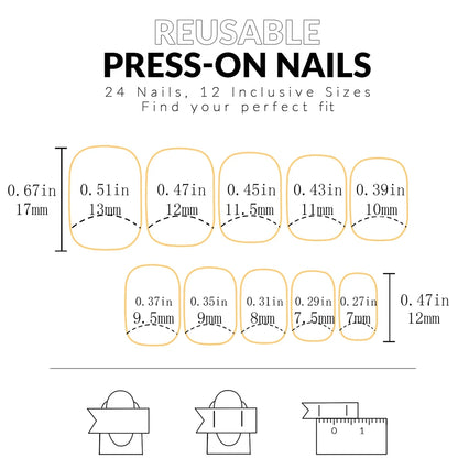 ARTAUG 24PCS Medium Pink Press On Nails Gradation Press On Nails Summer Nails Sweety Press On Nail For Girl