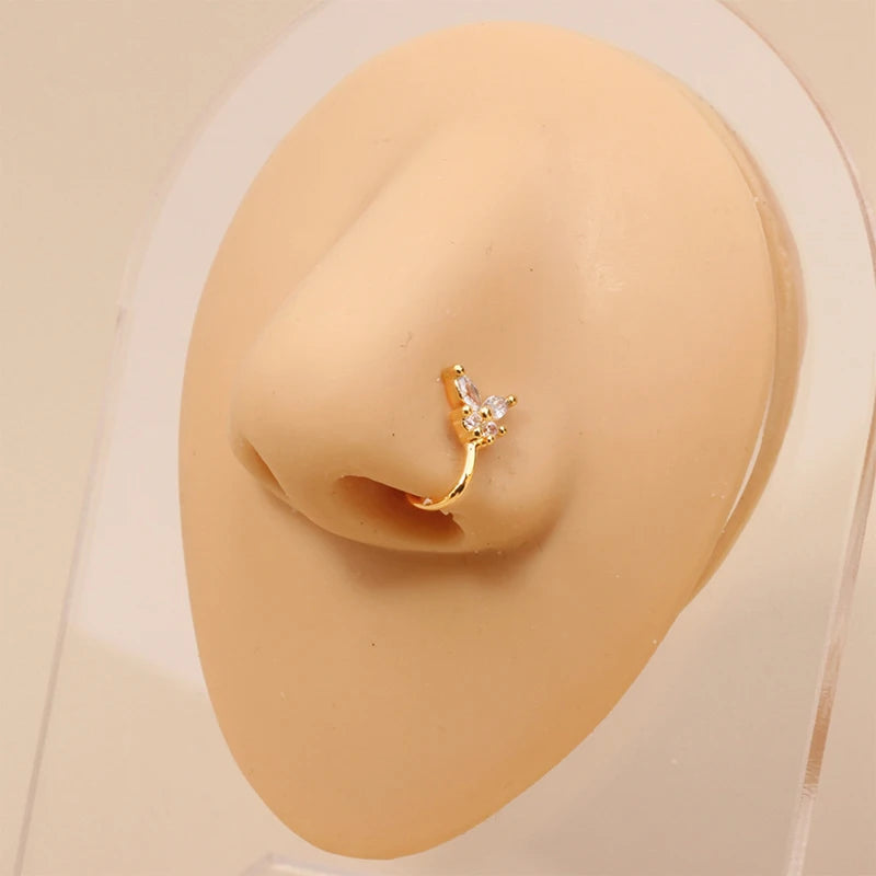 Nose Cuff Non Piercing Gold Color Cystal Zircon Nose Ring For Women Clip On Faux Nose Cuffs Crown