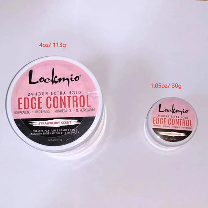 LOCKMIO Edge Control Gel Kit for Women Long Lasting Hold Control Wax Natural Ingredients Finishing Anti Frizz Hair Gel and Brush