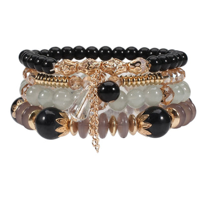 Bohemian Stackable Bead Bracelets for Women Multilayered Bracelet Pendant Charm Stretch Bangles