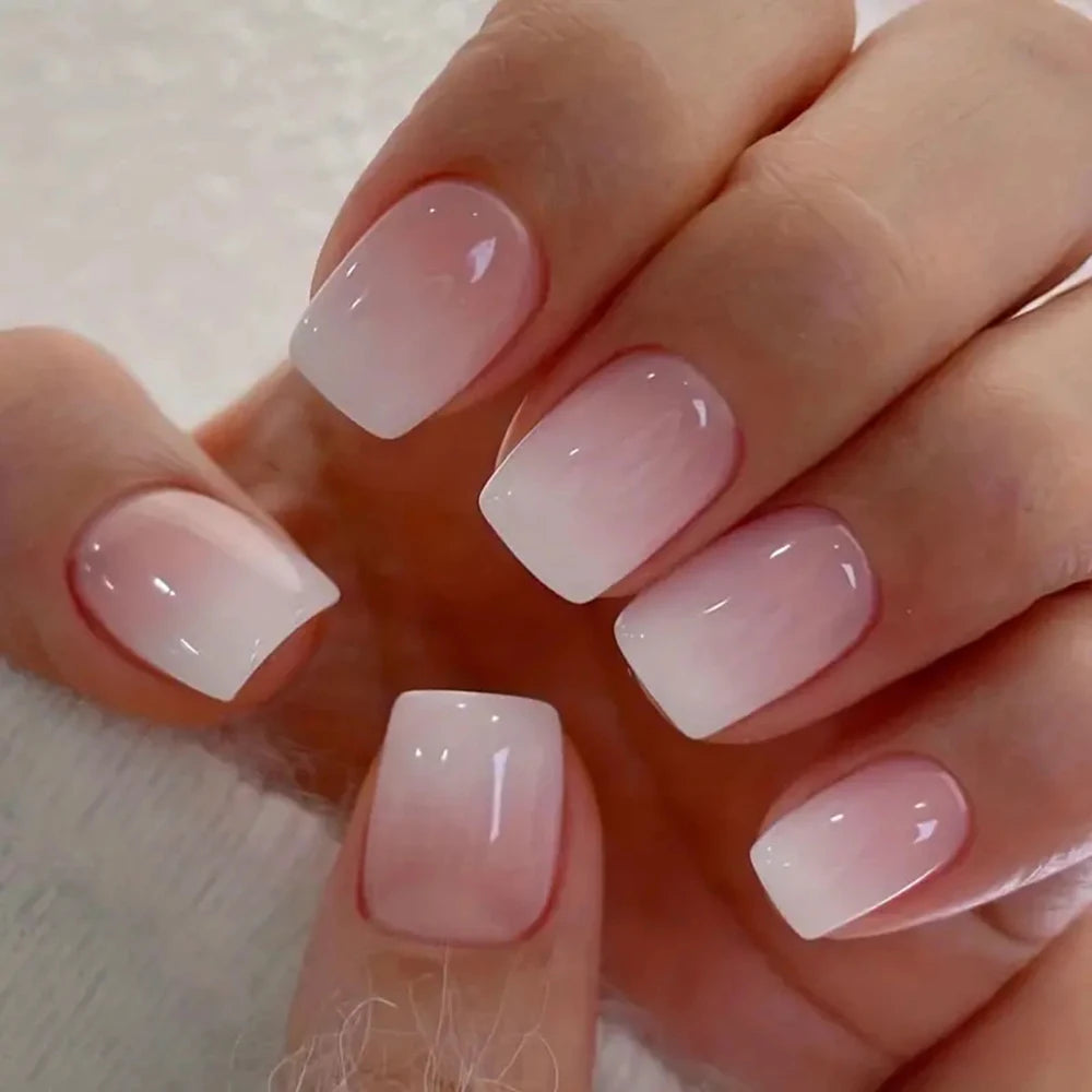 ARTAUG 24PCS Medium Pink Press On Nails Gradation Press On Nails Summer Nails Sweety Press On Nail For Girl