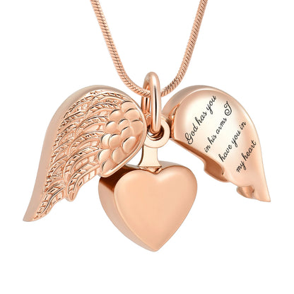 Cremation Jewelry for Ashes Angel Wing Heart Keepsake Urn Necklace Pendant for Women Men Memorial Locket Ashes Holder