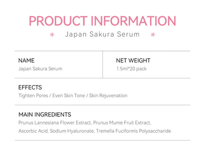 Sakura Whitening Face Serum Anti Aging Fade Fine Lines Tighten Pores Improve Melanin Pigment Dull Moisturizer Brighten Skin Care